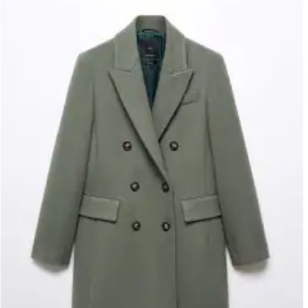 Mango Plus Size Double-Breasted Coat - Green